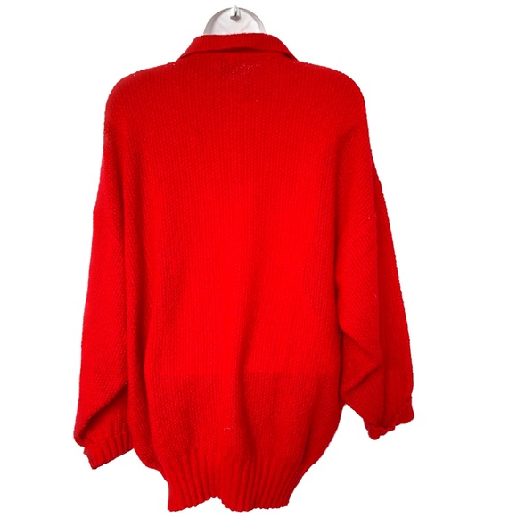 DANIEL HECHTER Sweater Pullover Henley Collar Bright Red Wool Blend Size M - Picture 5 of 7